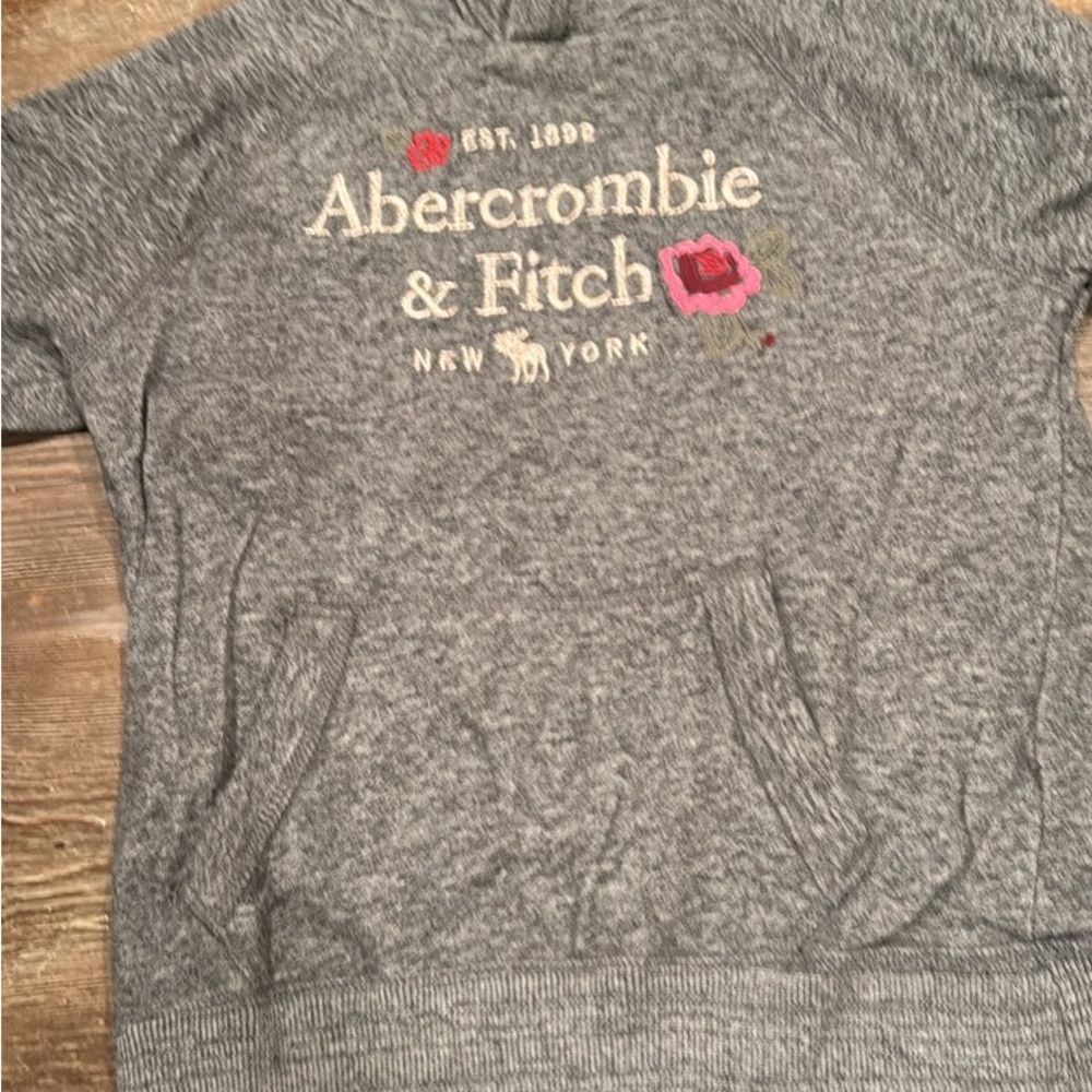 Abercrombie Kids Gray Sweatshirt with Red Floral Embroidery